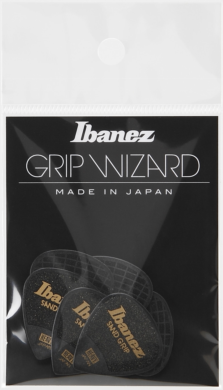 Ibanez Flat Picks Sand Grip Heavy, Black,  6 Stück