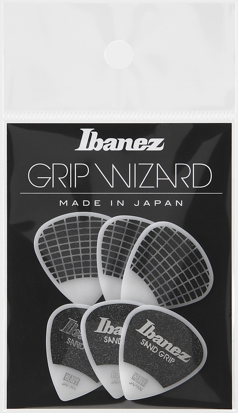 Ibanez Flat Picks Sand Grip Heavy, White,  6 Stück