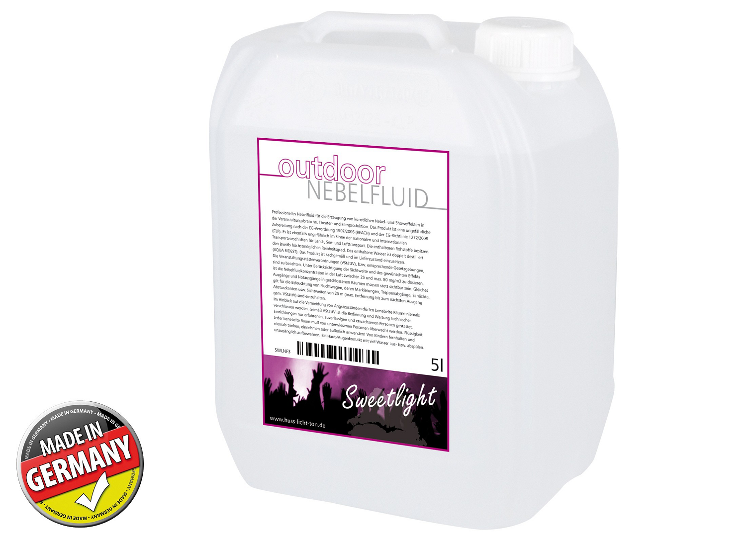 Sweetlight NF3 OUTDOOR Nebelfluid, 5l Kanister, hohe Reinheit, extrem dichter Nebel, MADE IN GERMANY