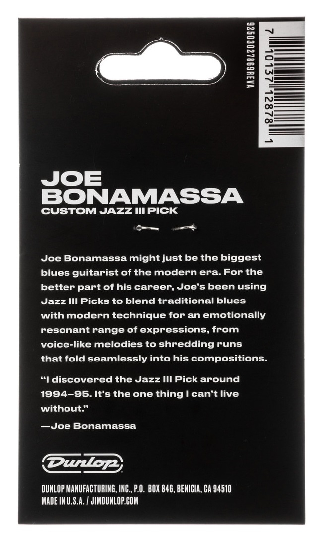 Dunlop Pick Joe Bonamassa Custom Jazz III - 6 Plektren