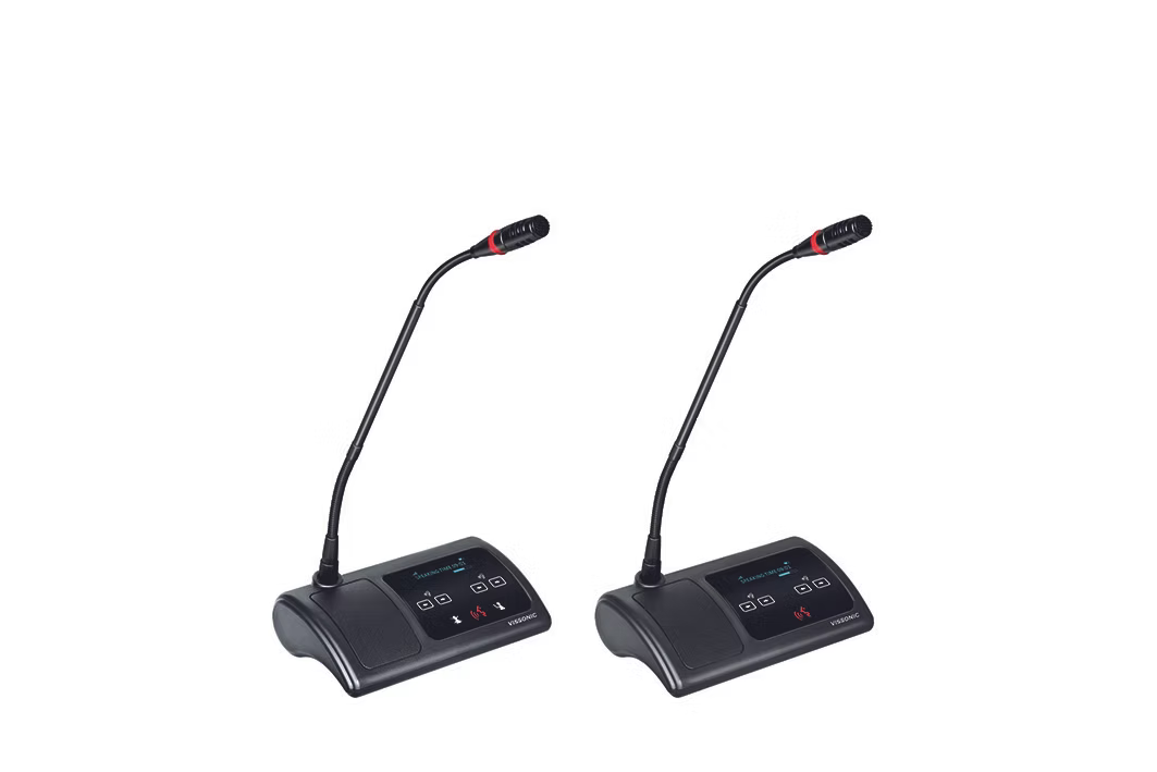 Vissonic VIS-WDD-T Digitale Drahtlose Delegierten-Sprechstelle 5G Übertragung, OLED Display, integrierter Lautsprecher und Akku, sensitive Mikrofonaktivierungstaste