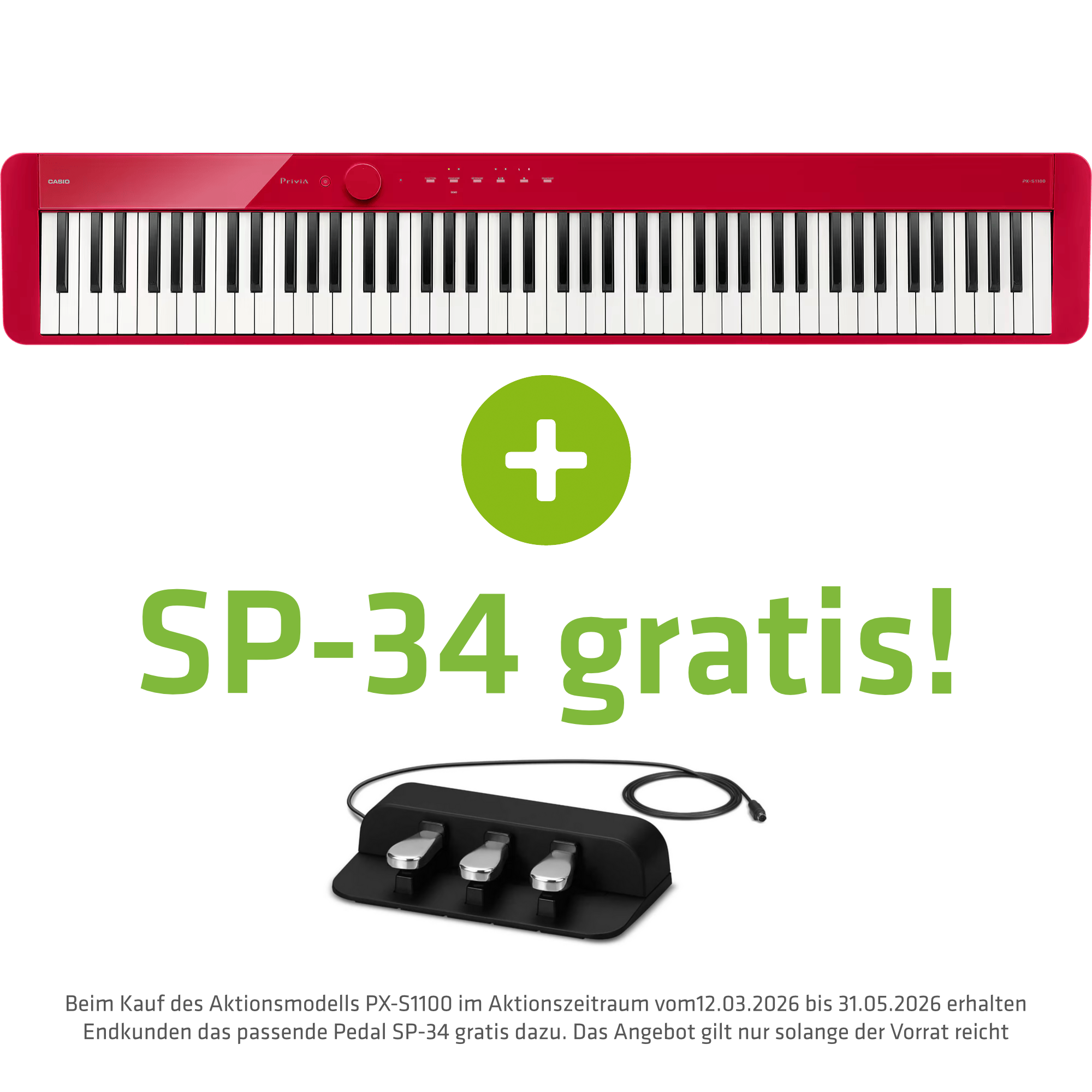 Casio PX-S1100 RD - inklusive SP-34 Triple Pedal GRATIS