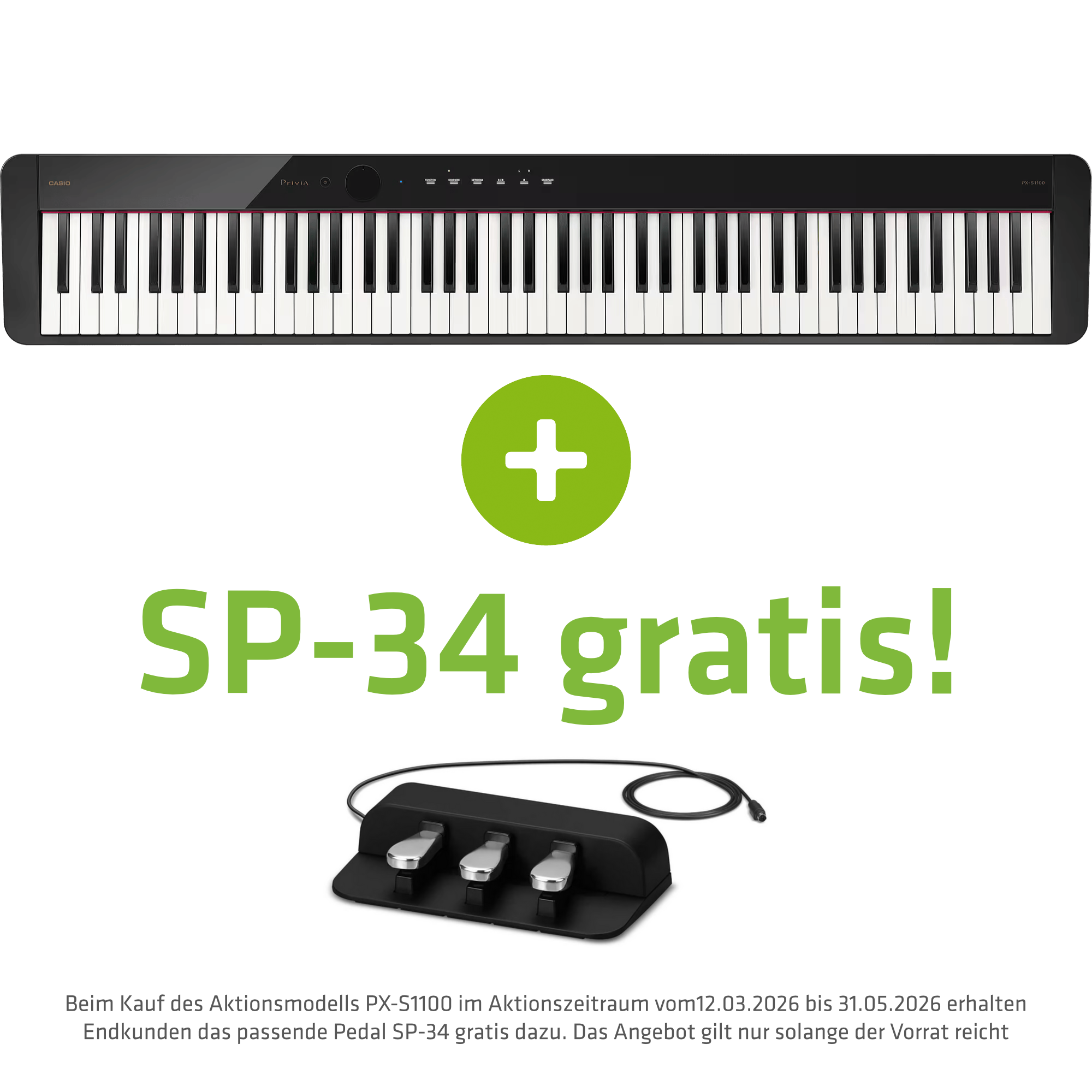 Casio PX-S1100 BK - inklusive SP-34 Triple Pedal GRATIS