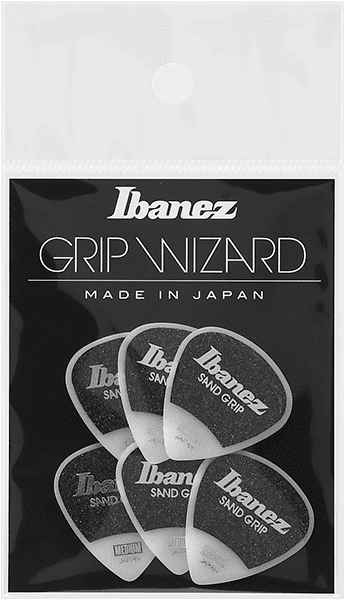 Ibanez Flat Picks Sand Grip Medium, White, 6 Stück