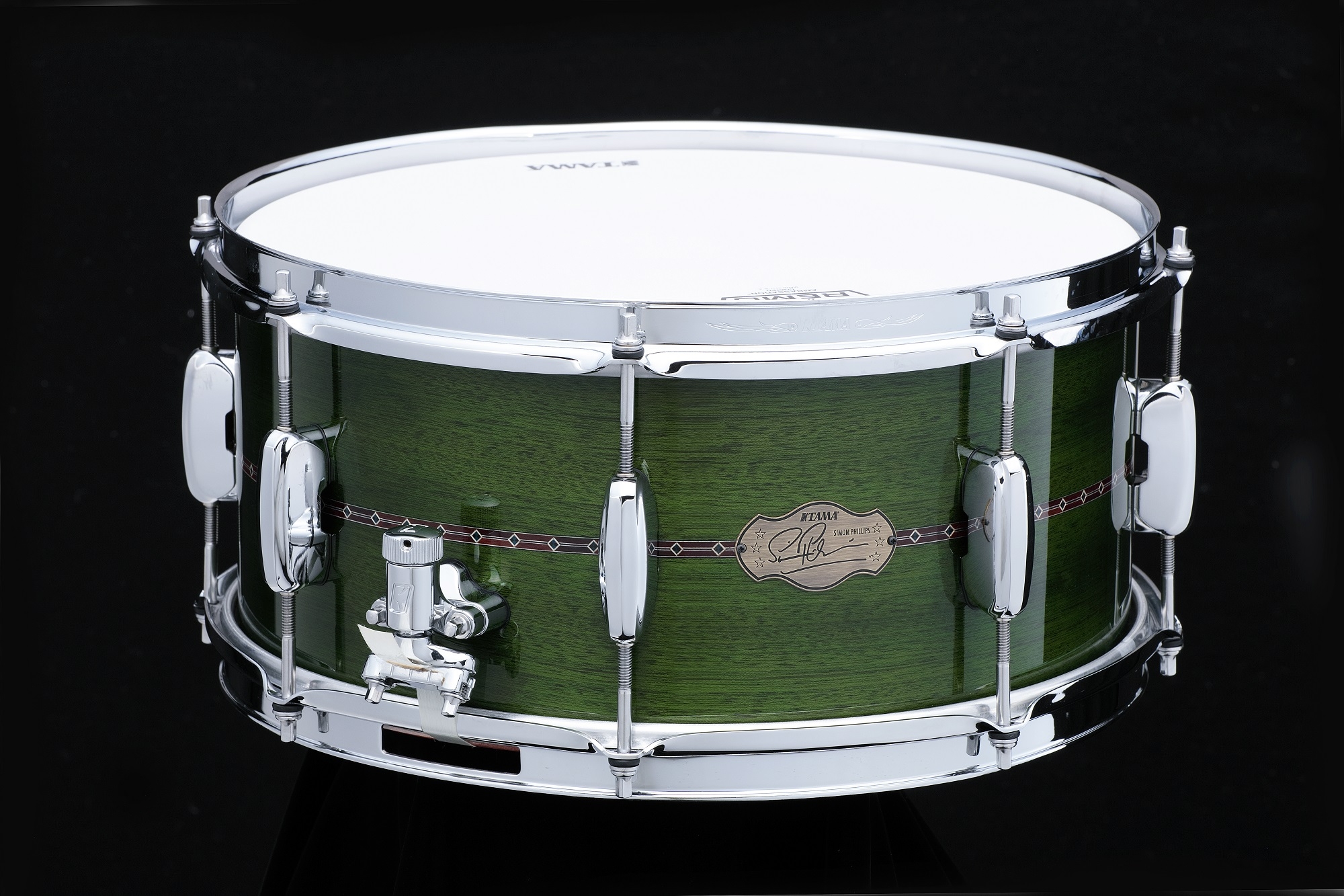 TAMA Signature Snare Simon Phillips 14x6,5 Mahogany Shell Green Finish -Winter Special-