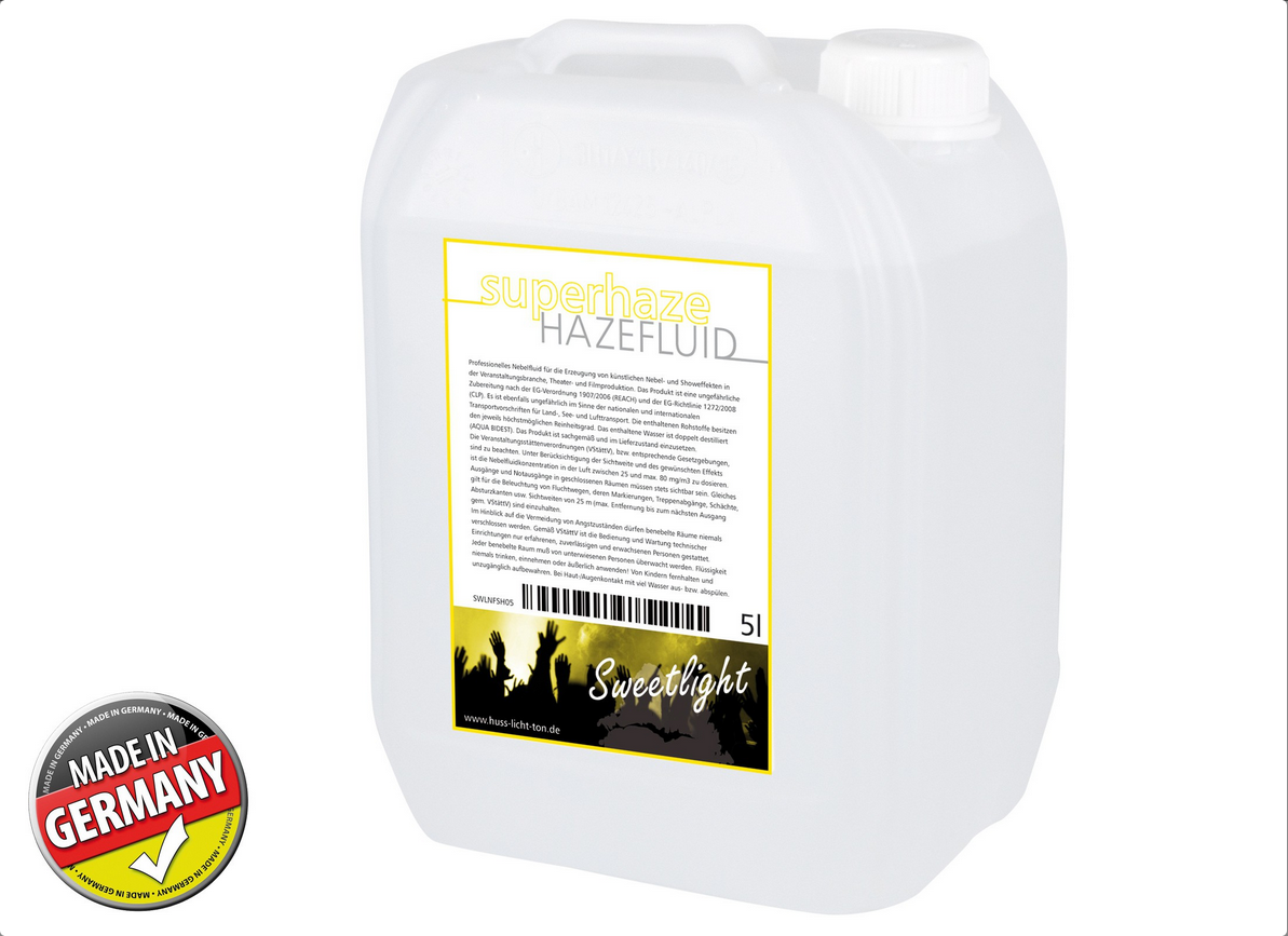Sweetlight NF SUPERHAZE Haze Fluid, 5l Kanister, feiner, schnell ausbreitender Dunst, MADE IN GERMANY