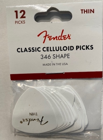 Fender 346 White Thin Pick 12 Player's Pack