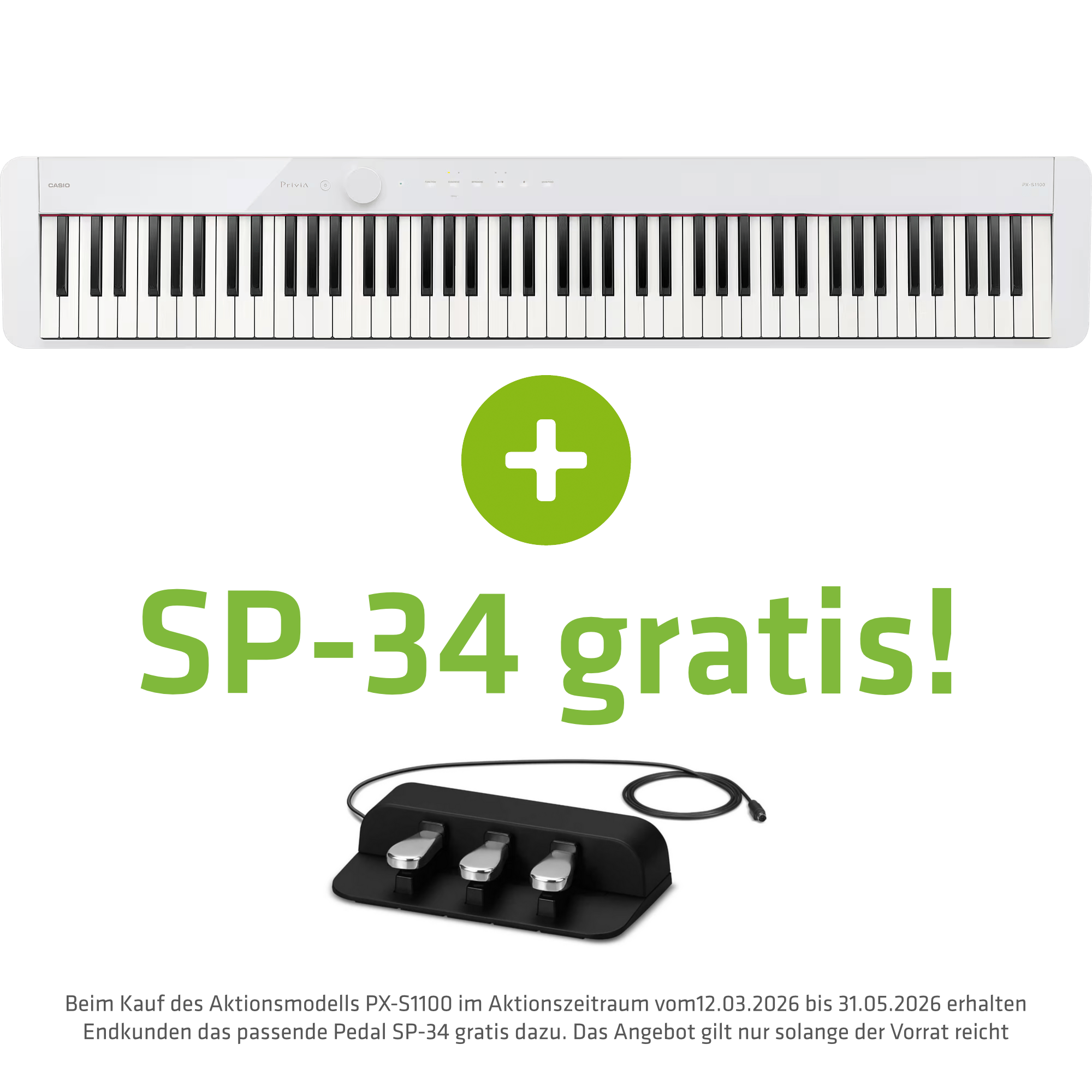 Casio PX-S1100 WE - inklusive SP-34 Triple Pedal GRATIS