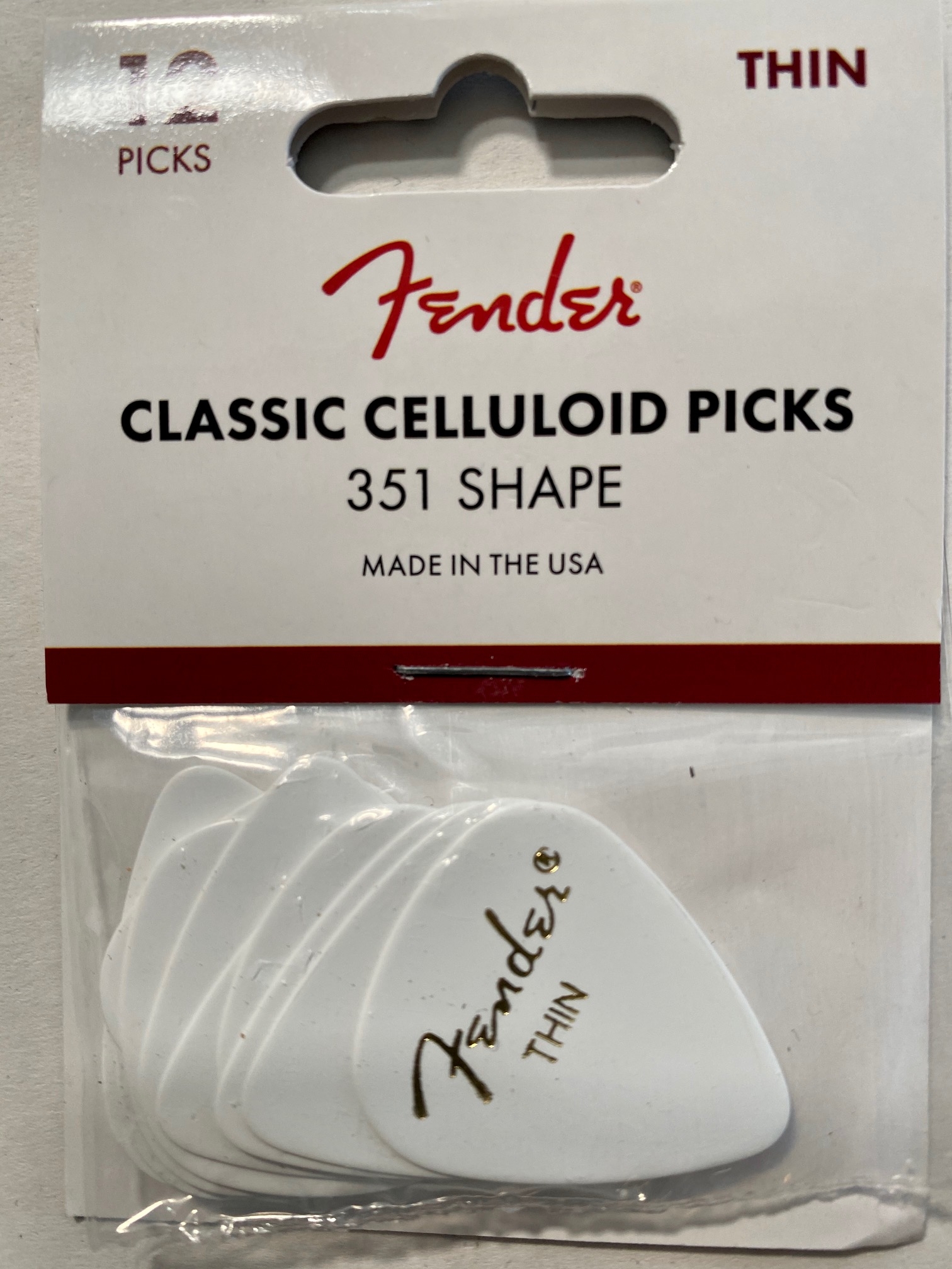 Fender 351 Classic White Thin Pick 12 Stück