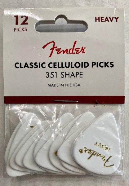Fender 351 Classic White Heavy Pick 12 Stück