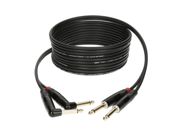 Klotz KMPR Pro Stereo Keyboard Kabel - Klinkenstecker gerade und gewinkelt, 3m lang