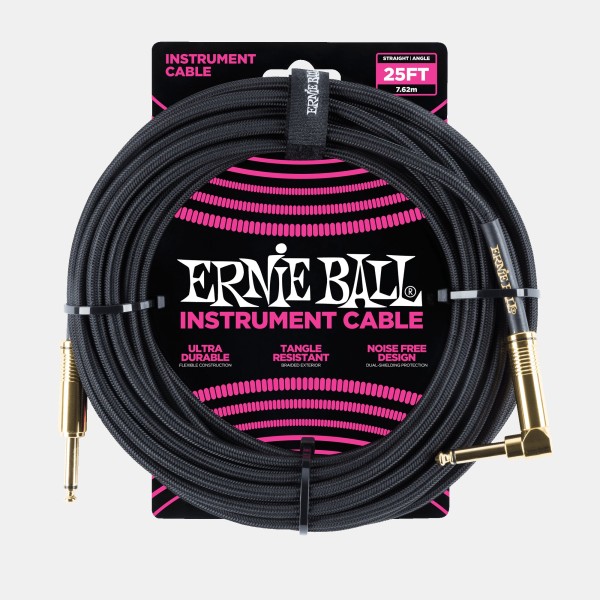Ernie Ball Gewebekabel Schwarz 7,62m