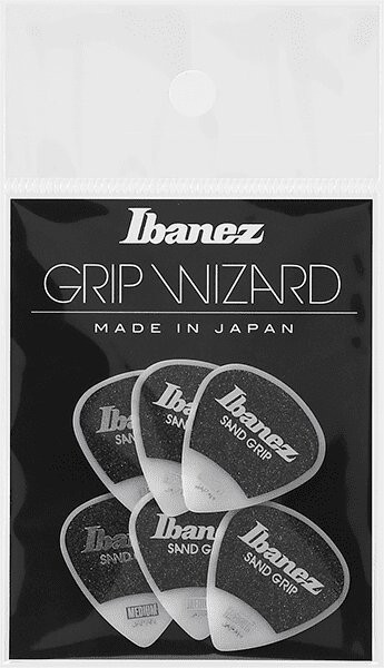 Ibanez Flat Picks Sand Grip Medium, White, 6 Stück