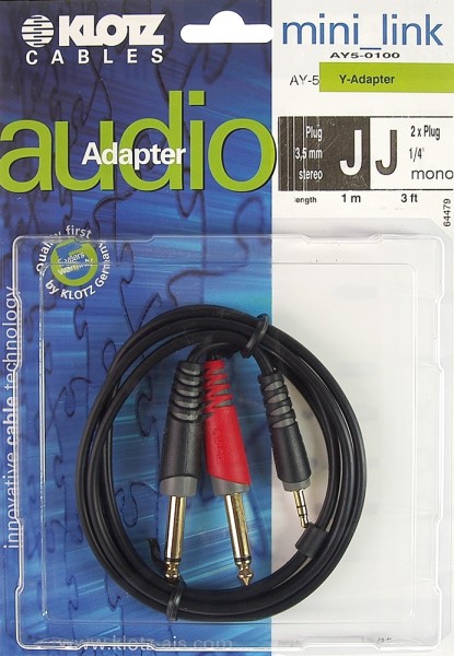 Klotz Audiokabel 1x3,5 Klinke- 2x6,3 Klinke, 6m