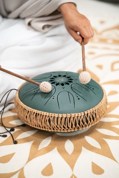 Meinl Sonic Energy Medium Octave Steel Tongue Drum Dunkelgrün F# Moll