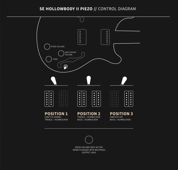 PRS SE Hollowbody II Piezo Orange Tiger Smokeburst
