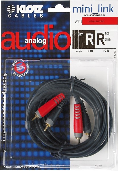 Klotz Audiokabel 2xCinch - 2xCinch, 3m