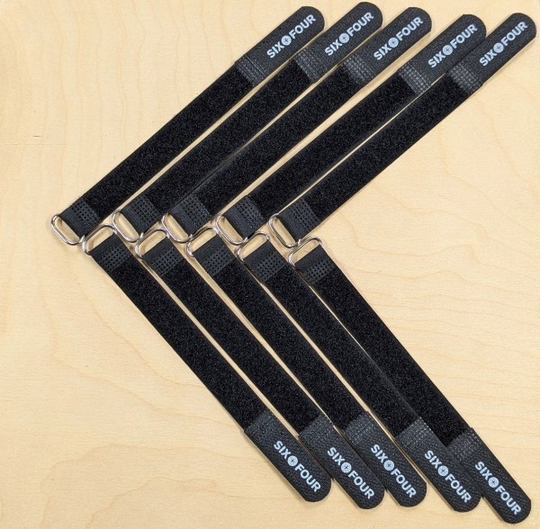 Adam Hall VR 1616 BLK Klett-Kabelbinder mit Six+Four Logo 10er Pack