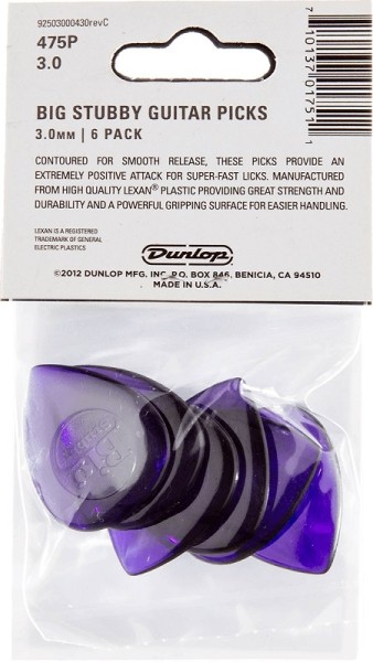 Dunlop Big Stubby 3.0mm Player's Pack