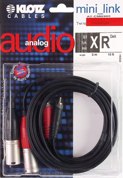Klotz Audiokabel 2x XLR - 2x Cinch, 3m