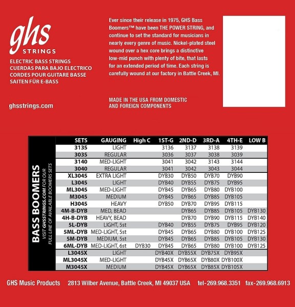 GHS 3045M Bass Boomers 045-105