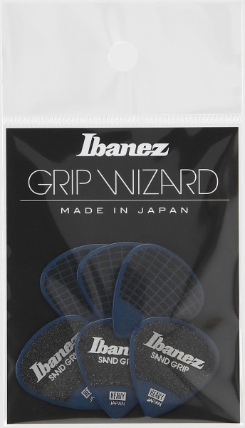 Ibanez Flat Picks Sand Grip Heavy, Blue, 6 Stück