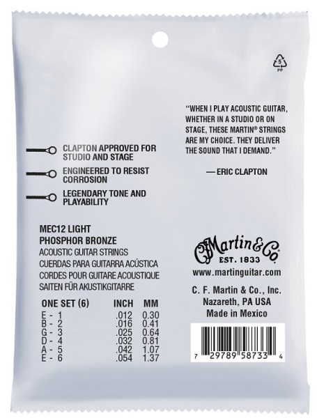 Martin MEC12 Eric Clapton Phosphor Bronze 12-54