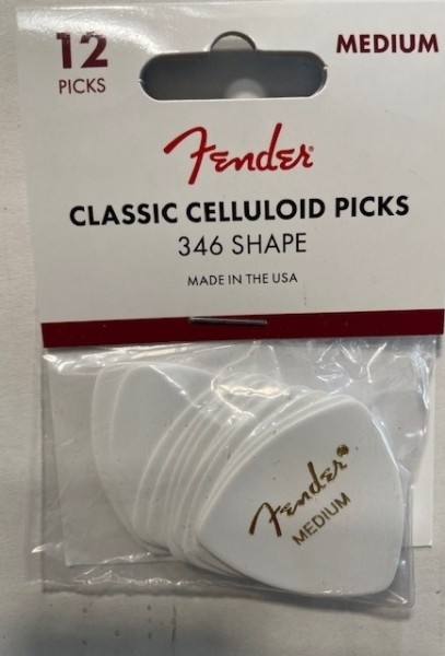 Fender 346 White Medium Pick 12 Player's Pack