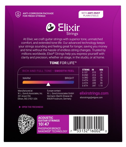 Elixir Nanoweb 16002 Phosphor Extra Light 10-47