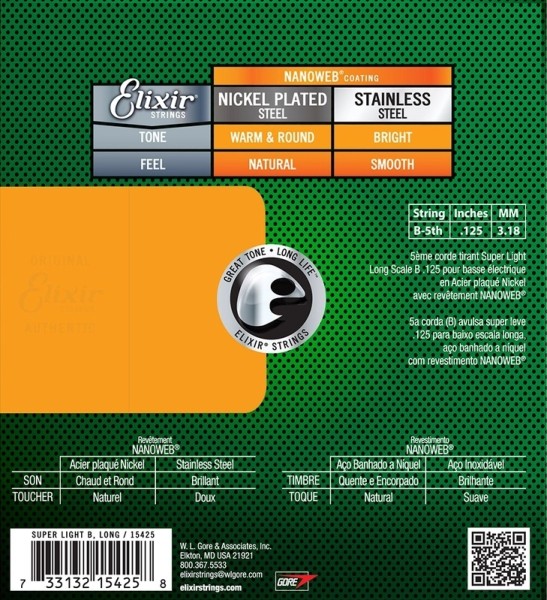 Elixir Nanoweb E-Bass 125 Einzelsaite