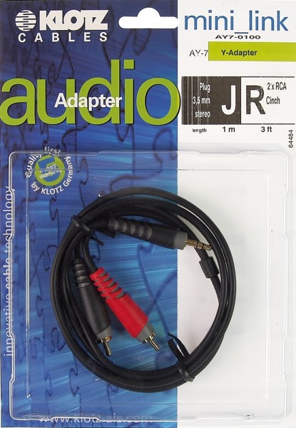 Klotz Audiokabel 1x3,5 Klinke- 2x Cinch, 1m