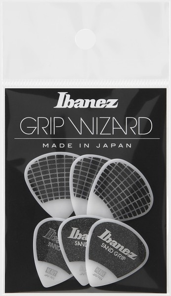 Ibanez Flat Picks Sand Grip Heavy, White, 6 Stück