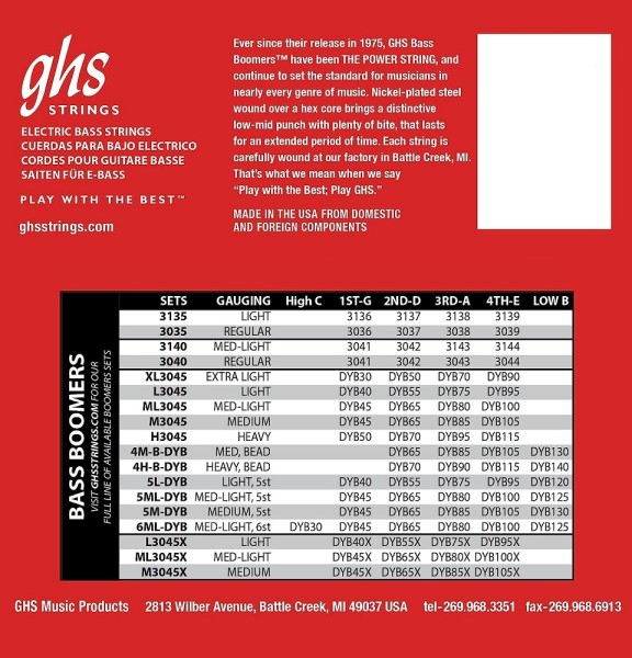 GHS 3045H Bass Boomers 050-115