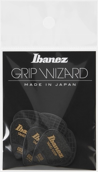 Ibanez Flat Picks Sand Grip Heavy, Black, 6 Stück